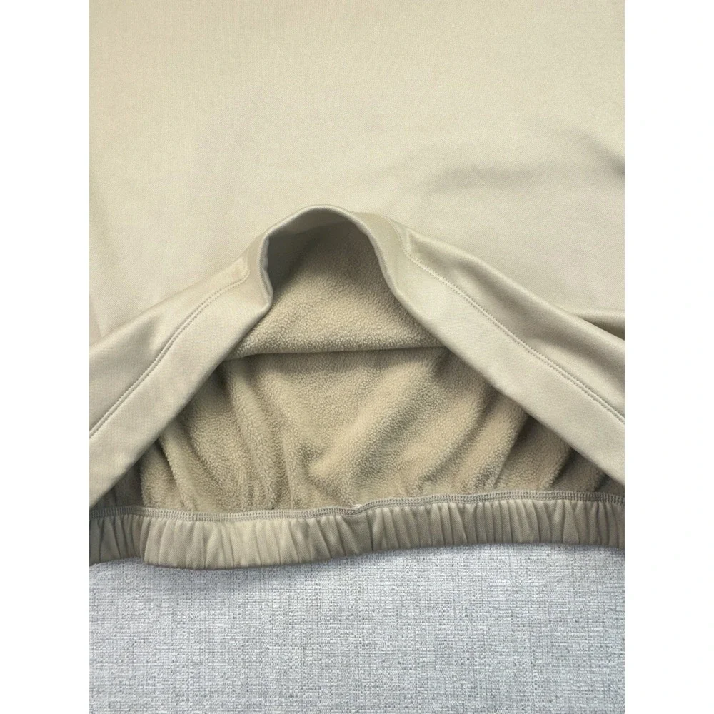 Nike Golf Sweater Mens Large Beige ThermaFit 1/4 Zip Mock Neck Fleece Lined